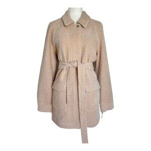 Calvin Klein Beige Belted Knitted Birdseye Shirt Jacket